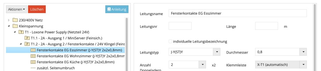 Klemmenblock unter einem 24V Netzteil fuer Fensterkontakte